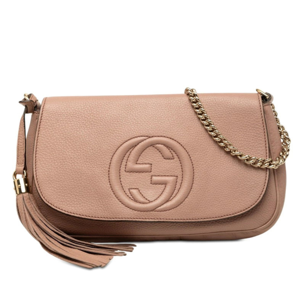 Gucci Soho Crossbody Chain Shoulder Bag Pink Leather